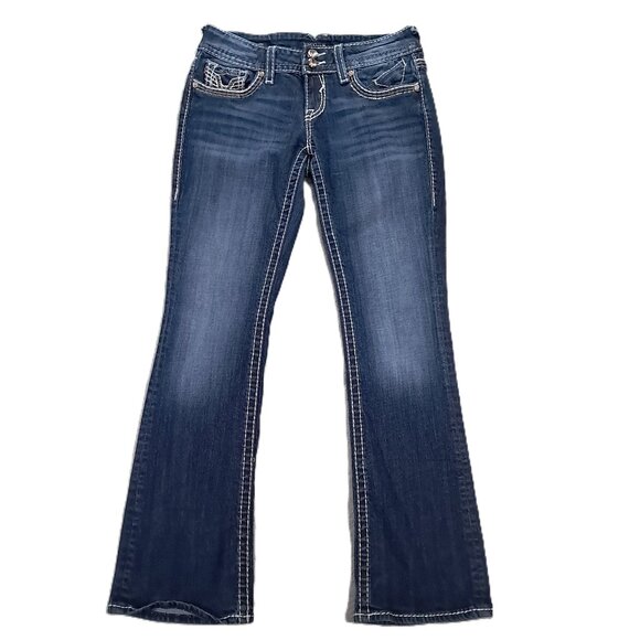VIGOSS Jeans Women 33x31, Tag 5/6x33 The New York Boot Cut Flaps Blue Stretch - Picture 1 of 16